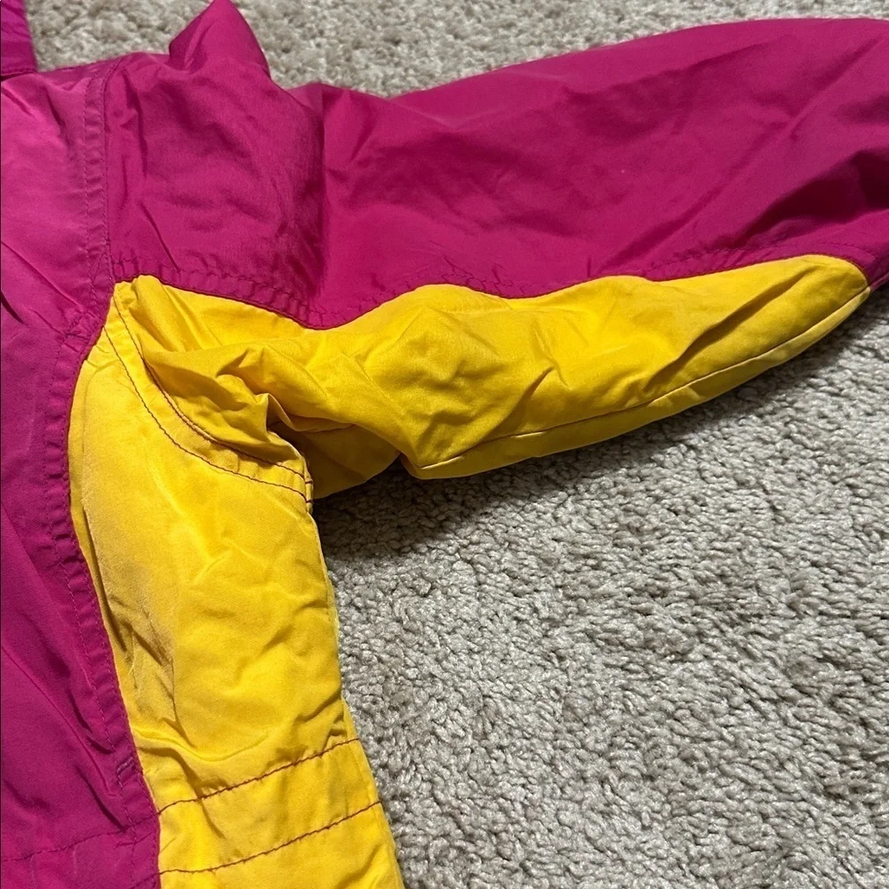 L.L. Bean Pink & Yellow Winter Jacket Thinsulate  Hooded Girls Size XS(6)